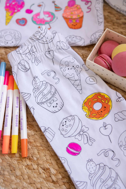 Donuts coloring pajama set with markers